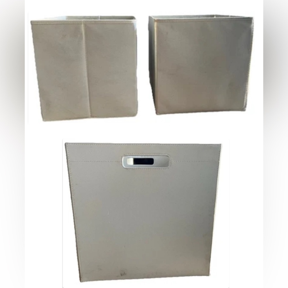Set of 3 Collapsible Fabric Storage Cube Bins Foldable Organizer Basket Cubes